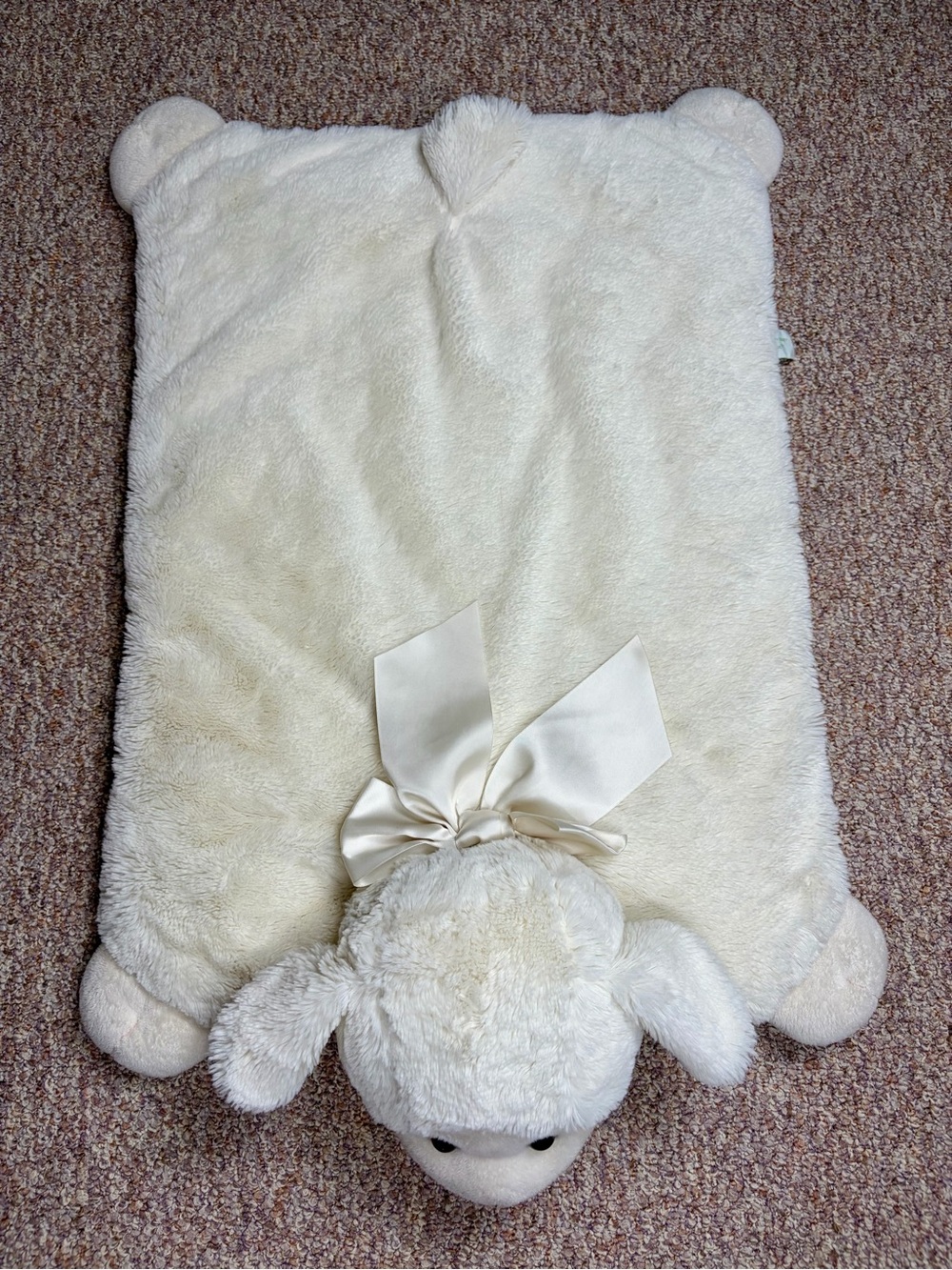 Bearington Baby Collection Lamb Plush Animal Tummy Time Mat 19 x 30 in White